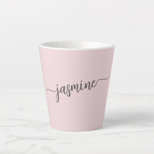 Minimalistisch Blush Pink Monogram Name Signature Milchtasse