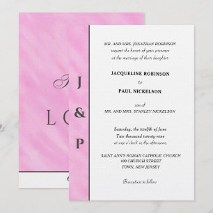 Minimalistisch Blush Pink Wasserfarbe Grau Monogra Einladung