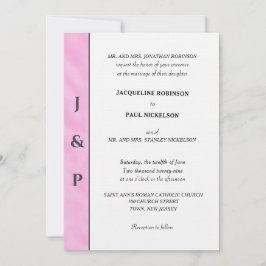 Minimalistisch Blush Pink Wasserfarbe Grau Monogra Einladung