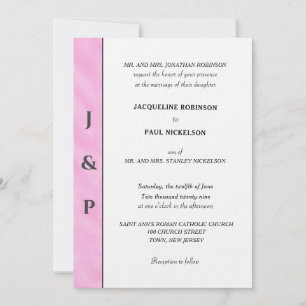 Minimalistisch Blush Pink Wasserfarbe Grau Monogra Einladung