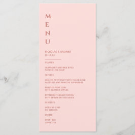 Minimalistisch Blush PInk Wedding Menükarte
