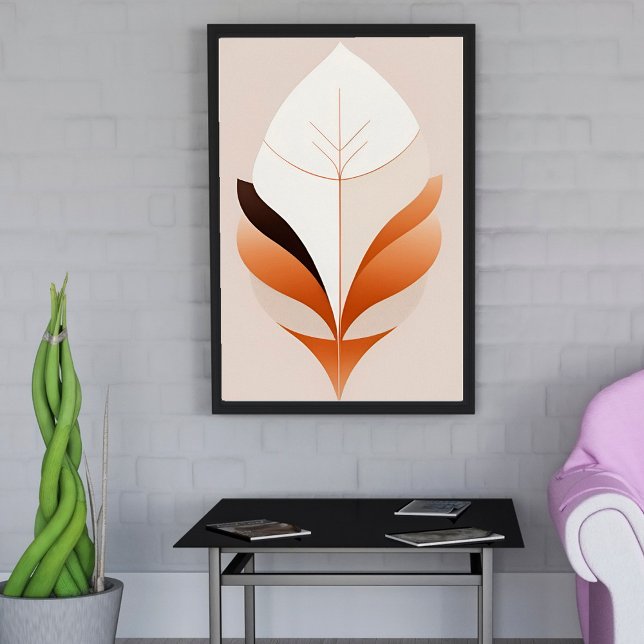 Minimalistisch Boho Abstrakt Leaf Earth Tone Poste Poster (Von Creator hochgeladen)