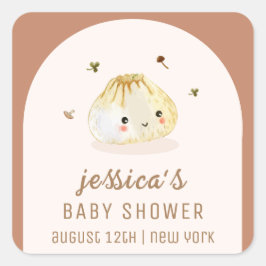Minimalistisch Boho Arch Chinese Dumpling Baby Dus Quadratischer Aufkleber