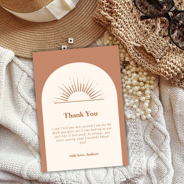 Minimalistisch Boho Arch Sunshine Baby Dusche Dankeskarte (Minimalist Boho Arch Sunshine Baby Shower Thank You Card)