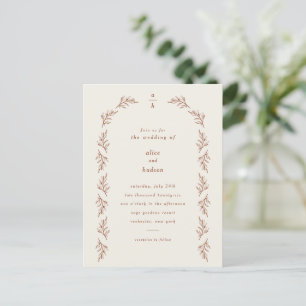 Minimalistisch Boho Arch Terracotta Wedding Postkarte