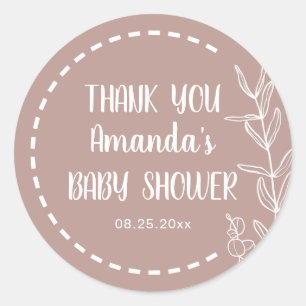 Minimalistisch Boho Baby Dusche Vielen Dank Runder Aufkleber