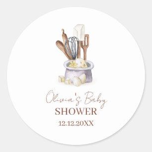 Minimalistisch Boho Bäckerei Koch Babydusche Runder Aufkleber