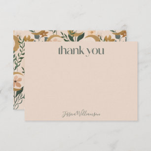 Minimalistisch Boho Blush Bloral Moon Babydusche Dankeskarte