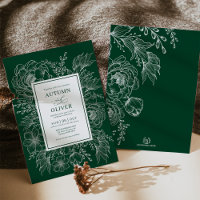 Minimalistisch Boho Botanical Emerald Green Weddin