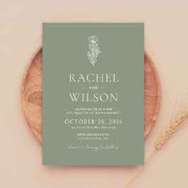 Minimalistisch Boho Botanical Sage Green Wedding Einladung