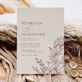 Minimalistisch Boho Botanical Terracotta Wedding I Einladung