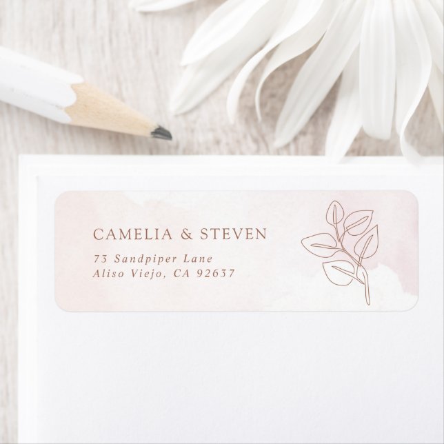 Minimalistisch Boho Botanical Wedding Rücksendeadr (Insitu)