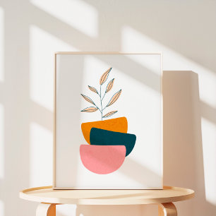 Minimalistisch Boho Botanische Abstrakte Form Kuns Poster