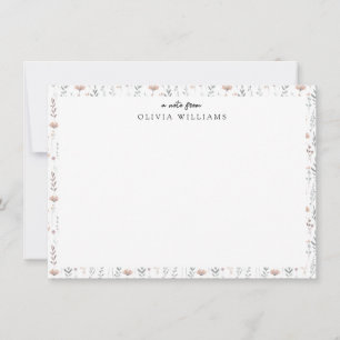 Minimalistisch Boho Botanische Wildblume Blumennam Mitteilungskarte