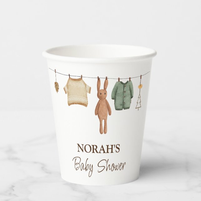 Minimalistisch Boho Boy Clothes Kinderdusche Pappbecher (Vorderseite)