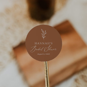 Minimalistisch Boho Burnt Orange Brautparty Runder Aufkleber