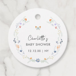 Minimalistisch Boho Butterfly Wildblume Babydusche Geschenkanhänger