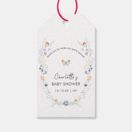 Minimalistisch Boho Butterfly Wildblume Babydusche Geschenkanhänger