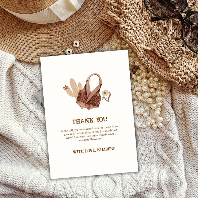 Minimalistisch Boho Cactus Cowgirl Baby Shower Dankeskarte (Minimalist Boho Cactus Cowgirl Baby Shower Thank You Card)