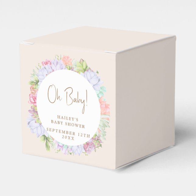 Minimalistisch Boho Cactus Desert Baby Shower Geschenkschachtel (Vorderseite)