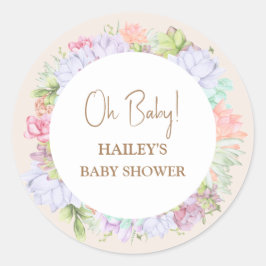 Minimalistisch Boho Cactus Desert Oh Babydusche Runder Aufkleber