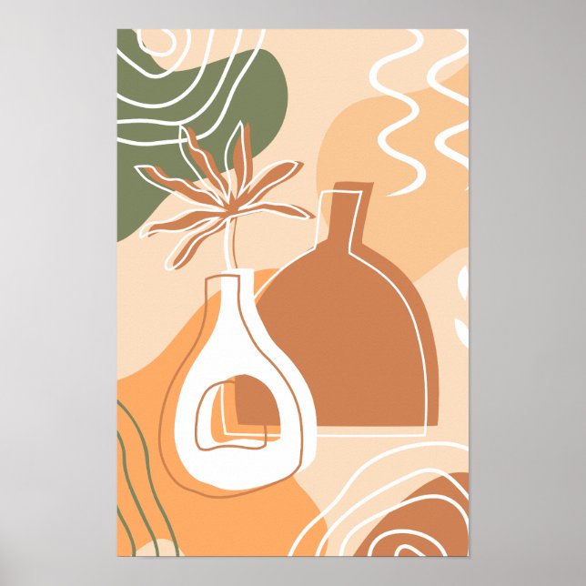 Minimalistisch Boho Chic Botanical Vase Art Poster (Vorne)