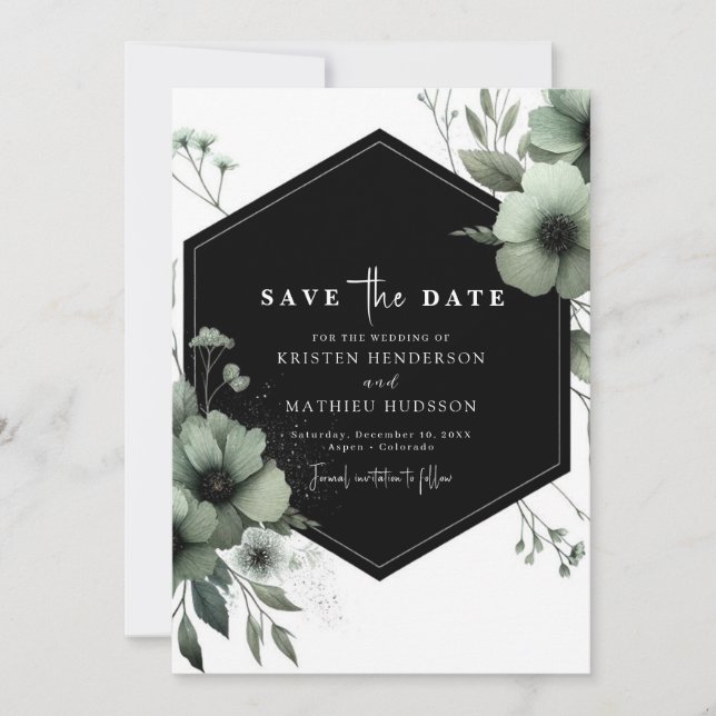 Minimalistisch Boho Chic Sage Green Wedding Save The Date (Vorderseite)