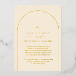 Minimalistisch Boho Cream Arch Wedding Folieneinladung