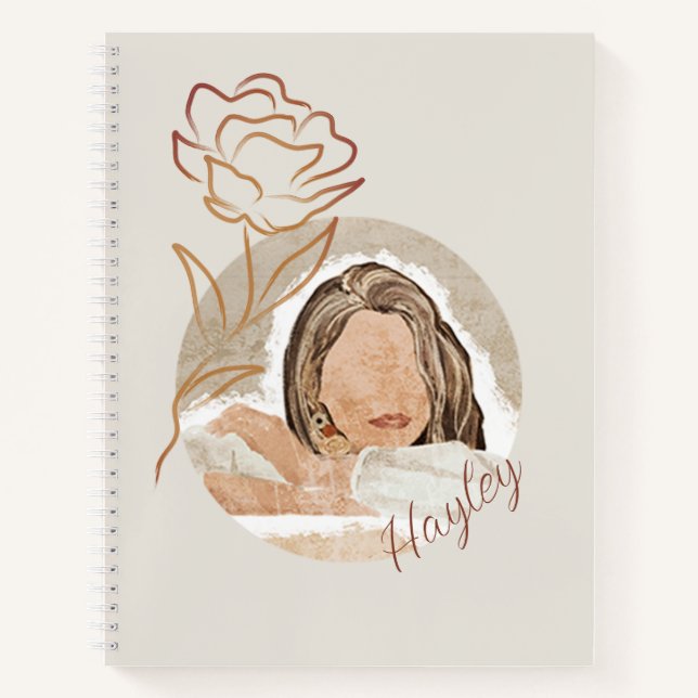 Minimalistisch Boho Earth Tone Monogram Notizbuch (Vorderseite)