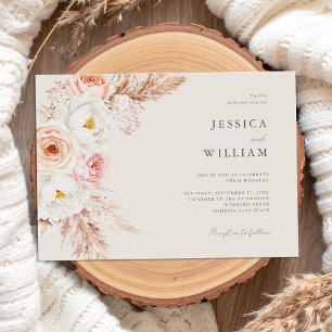 Minimalistisch Boho Fall Floral Wedding Einladung