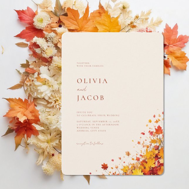 Minimalistisch Boho Fall Floral Wedding Einladung (Von Creator hochgeladen)