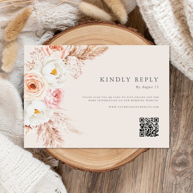 Minimalistisch Boho Fall Floral Wedding RSVP Karte (Von Creator hochgeladen)