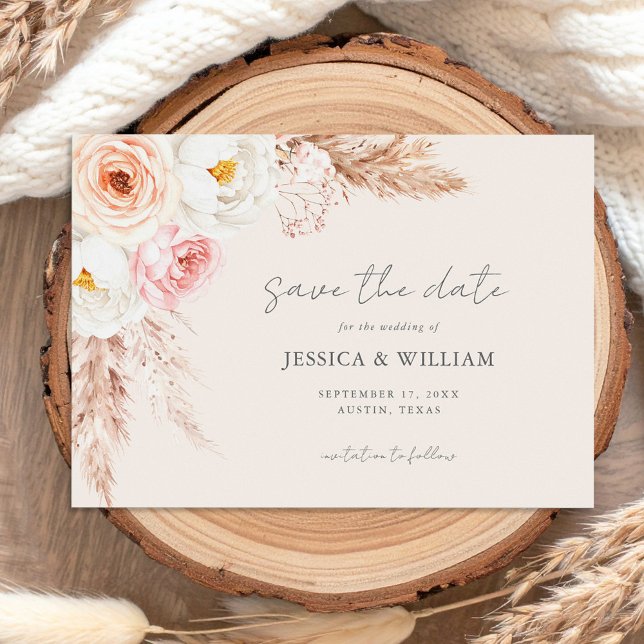 Minimalistisch Boho Fall Floral Wedding Save The Date (Von Creator hochgeladen)