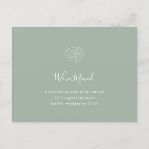 Minimalistisch Boho Floral Moved Address Sage Gree Postkarte
