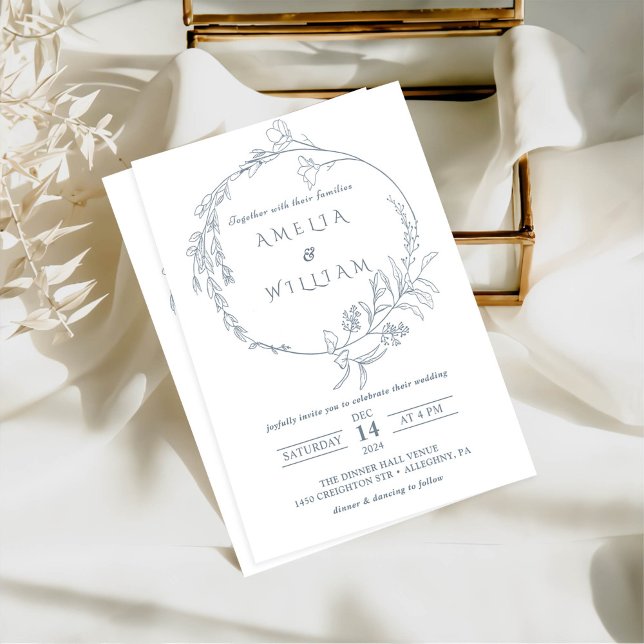 Minimalistisch Boho Floral Wreath Wedding Einladung (Von Creator hochgeladen)