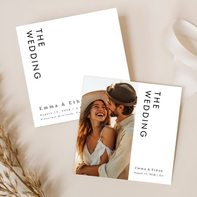 Minimalistisch Boho Foto Wedding Einladung (Von Creator hochgeladen)