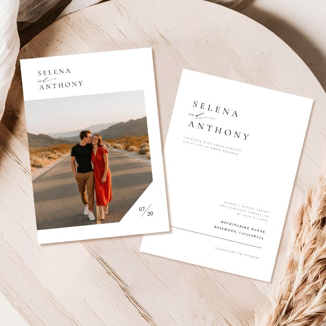 Minimalistisch Boho Foto Wedding Einladung (Von Creator hochgeladen)