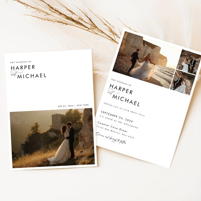 Minimalistisch Boho Foto Wedding Einladung (Von Creator hochgeladen)