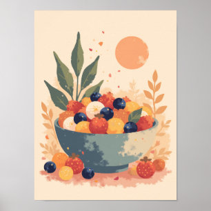 Minimalistisch Boho Fruchtsalat Abstrakte Küche Wa Poster