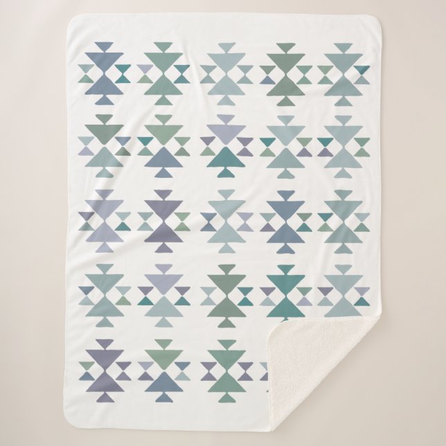 Minimalistisch Boho Geometric Südwest Blue Pastels Sherpadecke (Vorderseite)