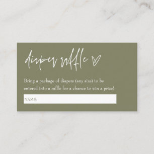 Minimalistisch Boho Green Hello Baby Diaper Raffle Begleitkarte