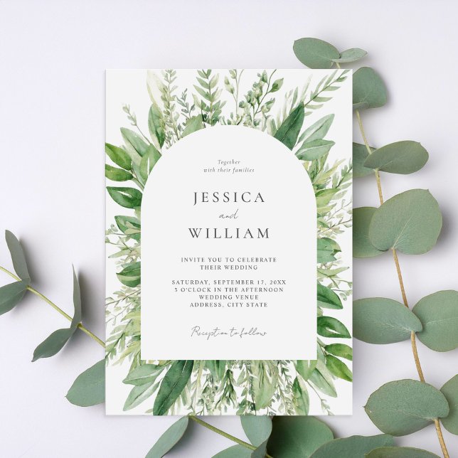 Minimalistisch Boho Greenery Wedding Einladung (Von Creator hochgeladen)