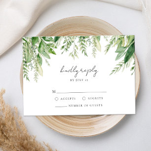 Minimalistisch Boho Greenery Wedding RSVP Karte