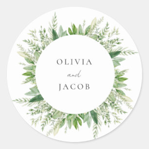 Minimalistisch Boho Greenery Wedding Runder Aufkleber