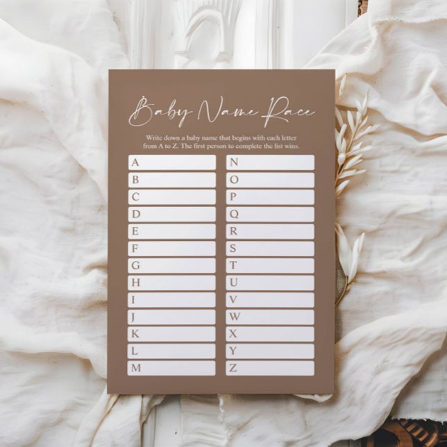 Minimalistisch Boho Name Race Baby Showkarte (Von Creator hochgeladen)