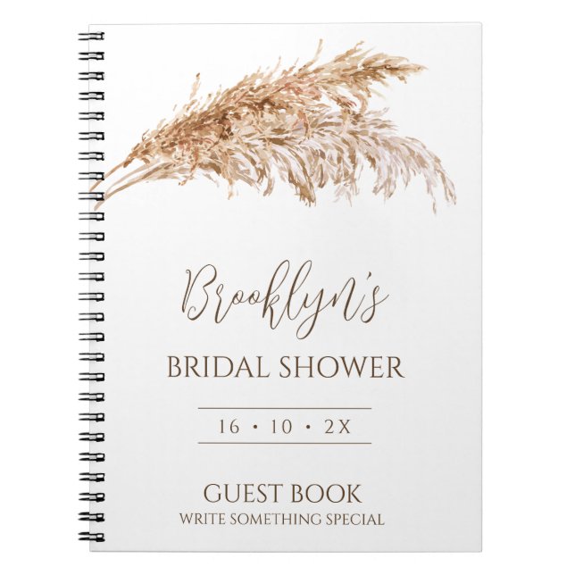 Minimalistisch Boho Pampas Grass Brautparty Guest Notizblock (Vorderseite)