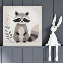 Minimalistisch Boho Raccoon Forest Kinderzimmer Ki