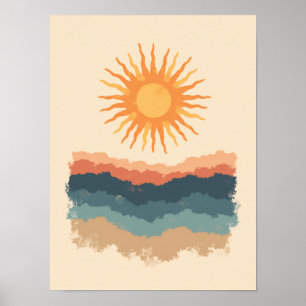 Minimalistisch Boho Radiant Sunburst Abstrakte Kun Poster