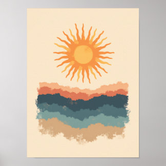 Minimalistisch Boho Radiant Sunburst Abstrakte Kun Poster