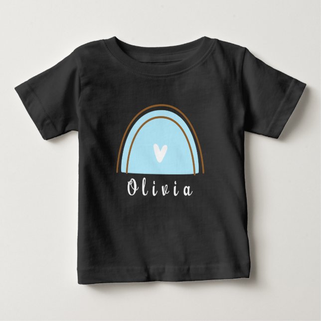 Minimalistisch Boho Rainbow mit Personalisiertem N Baby T-shirt (Vorderseite)